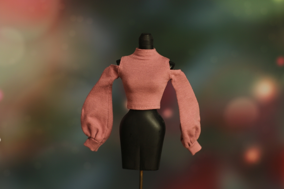 人形服d211-04小豆色肩だしバルーンスリーブTシャツ(momokoジェニー)拍卖