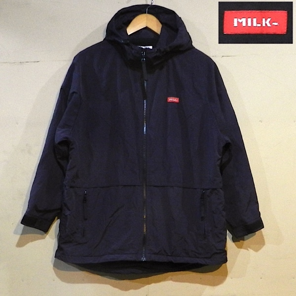 MILKFED ミルクフェド 裏地付き フリース フード ジッパー パーカー ジャケット マウンテンパーカー 黒 レディース S 美品拍卖