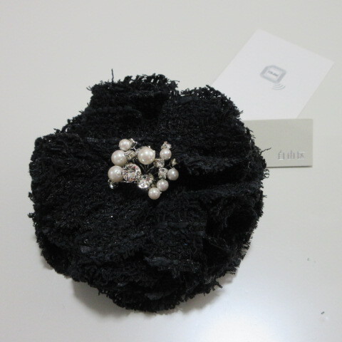 【自由区】コサージュ/ツイードコサージュ/ネイビー拍卖