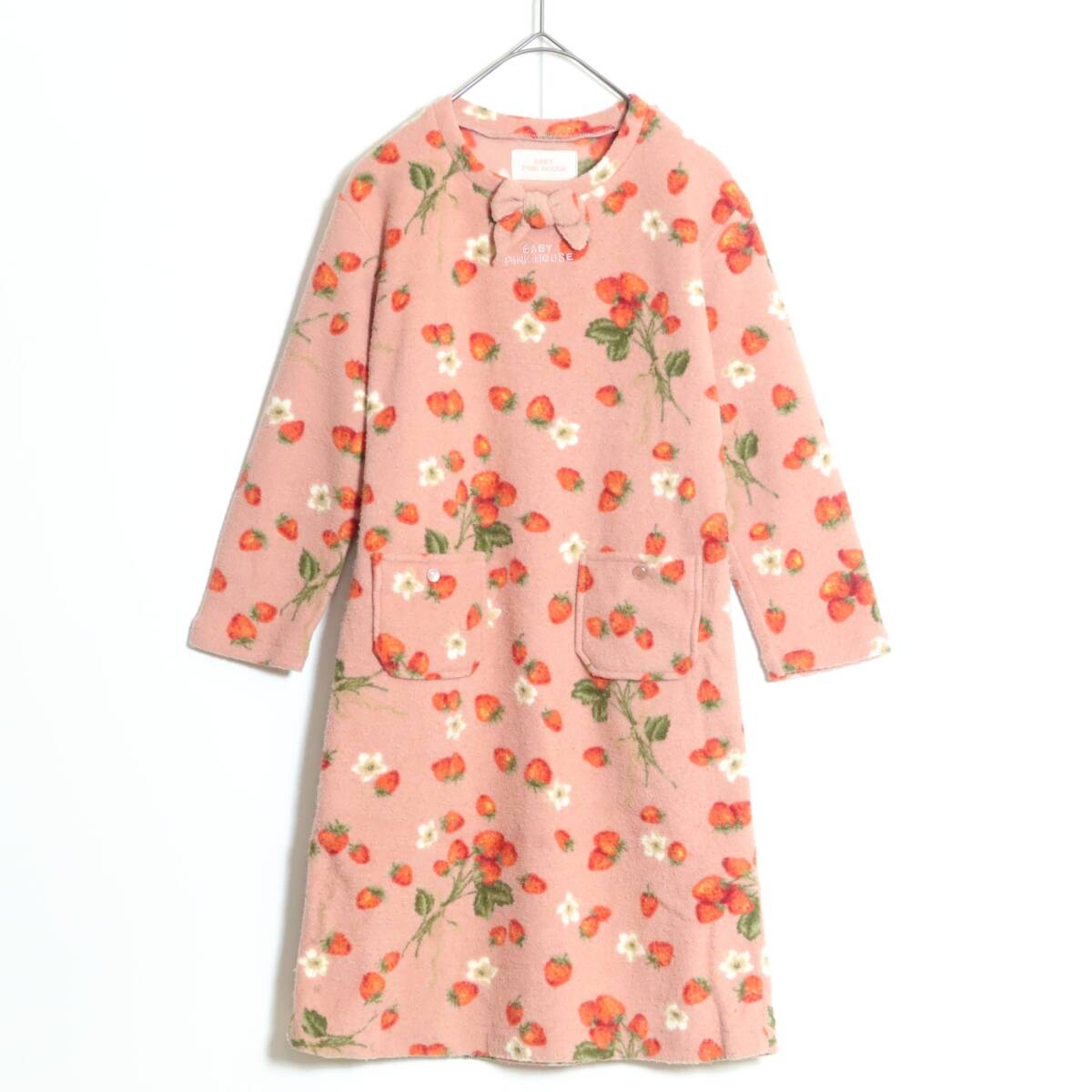 ベビーピンクハウス★ワンピース キッズ サイズL(120相当) ピンク系 ストロベリー柄&リボン z11881拍卖