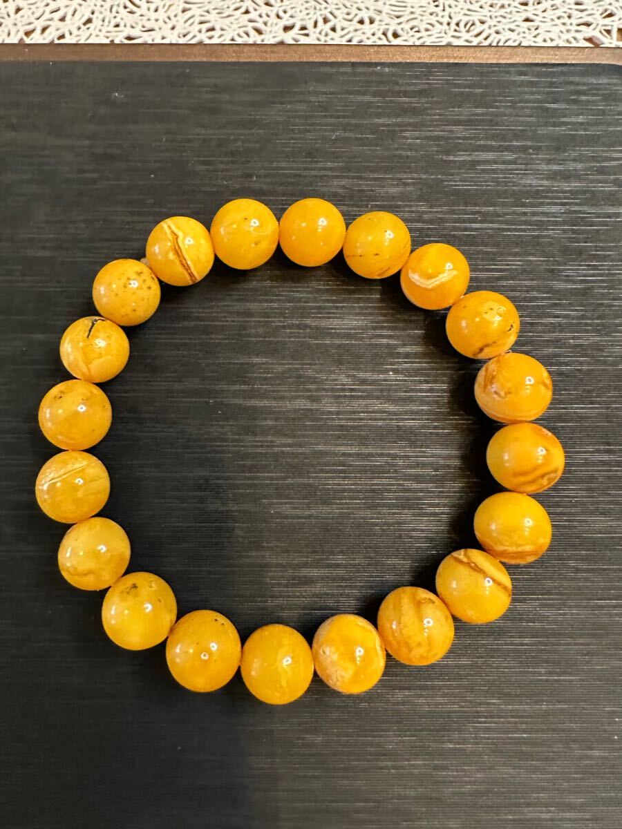 V-989-3天然 アンバー 本琥珀 蜜蝋 老蜜蝋ブレスレット 天然保証9mm拍卖