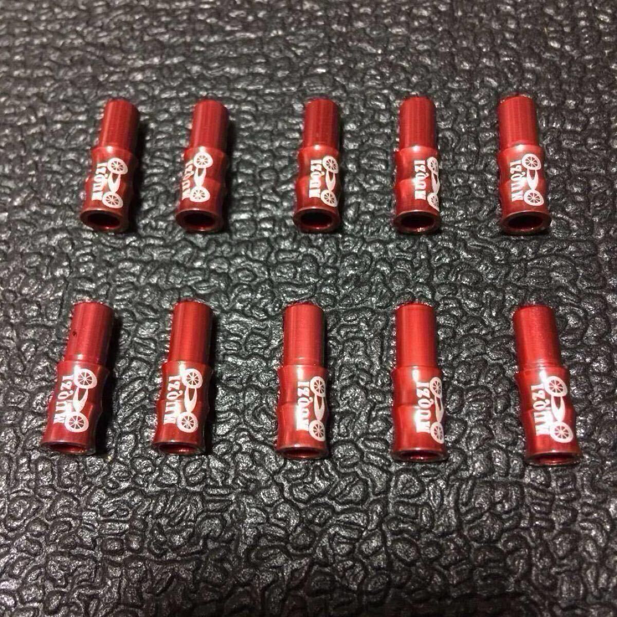 ☆ 即決・新品!! 自転車 アルミ 竹風アウターケーブルキャップ 赤 φ4mm10個 ☆拍卖