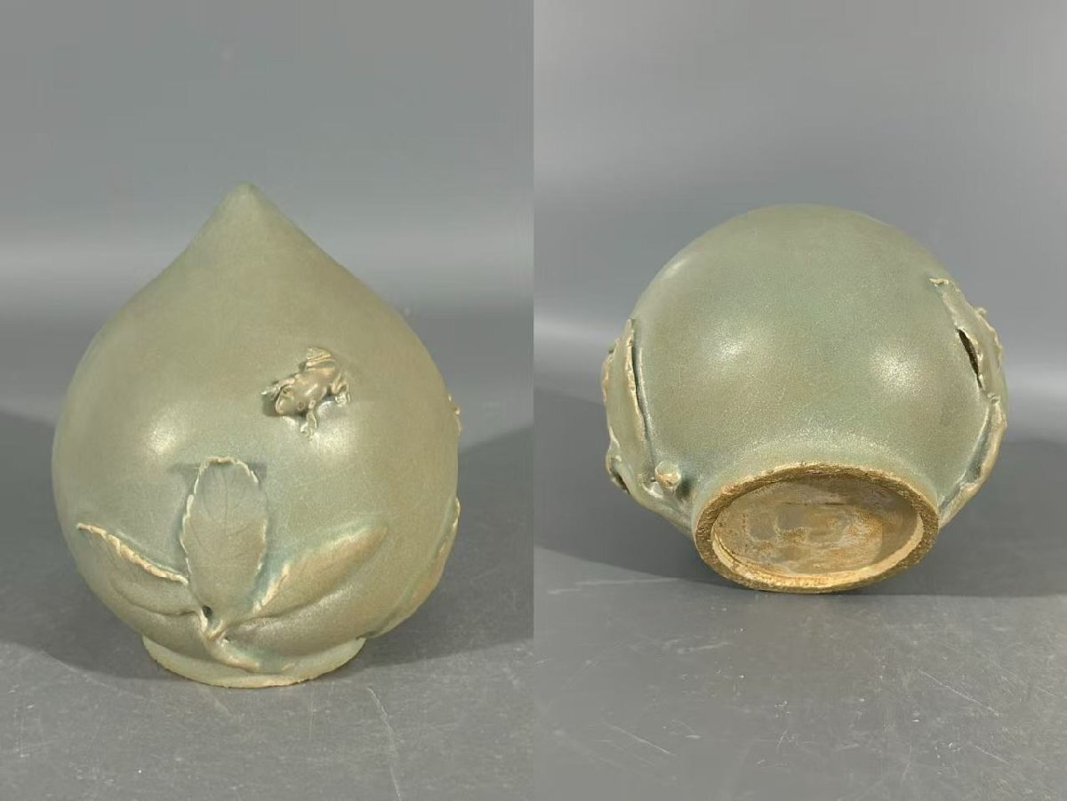 ▼渡鶴羽▼B448『朝鮮時代旧蔵』朝鮮古陶 朝鮮古美術 高麗磁 古高麗 李朝 高麗青磁寿桃水滴★高さ20cm拍卖