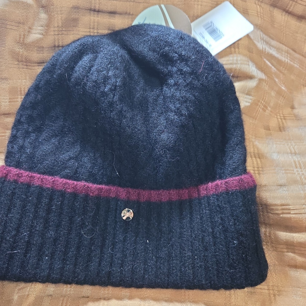 FURLA 新品 カシミヤ ニット帽子 黒拍卖