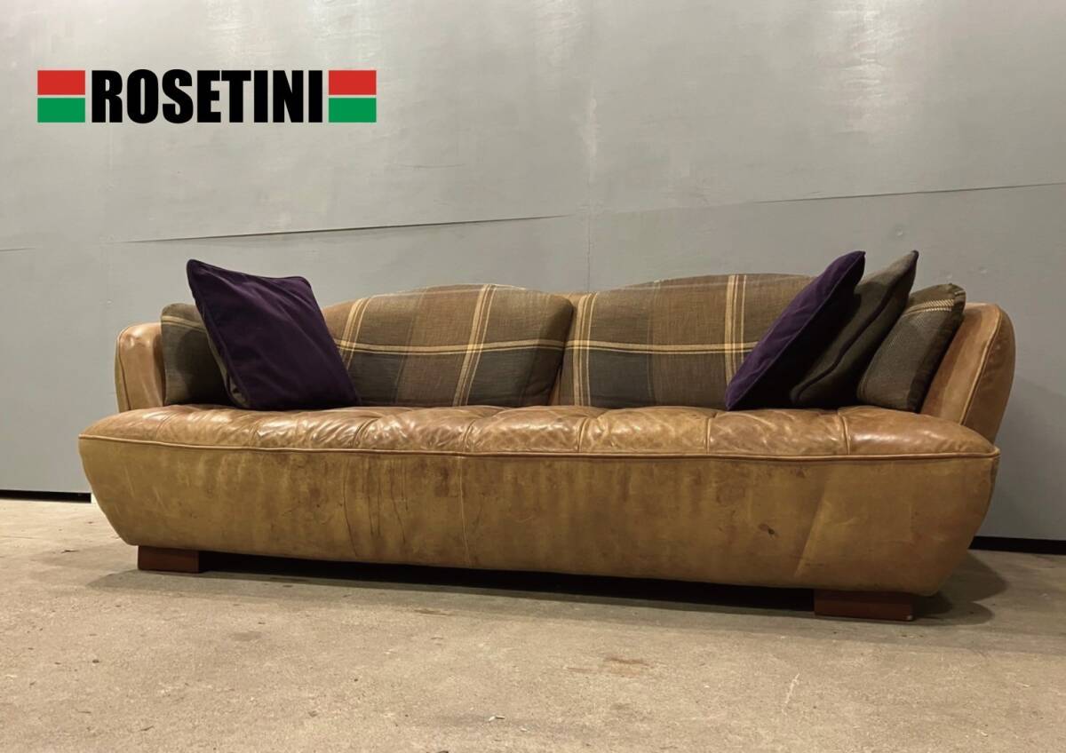 『ROSETINI』ロセティーニ オピアム トリプルソファ ソファ 3P 3人掛け 本革 ノットアンティークス クラッシュゲート 定価約30万 RWso1拍卖
