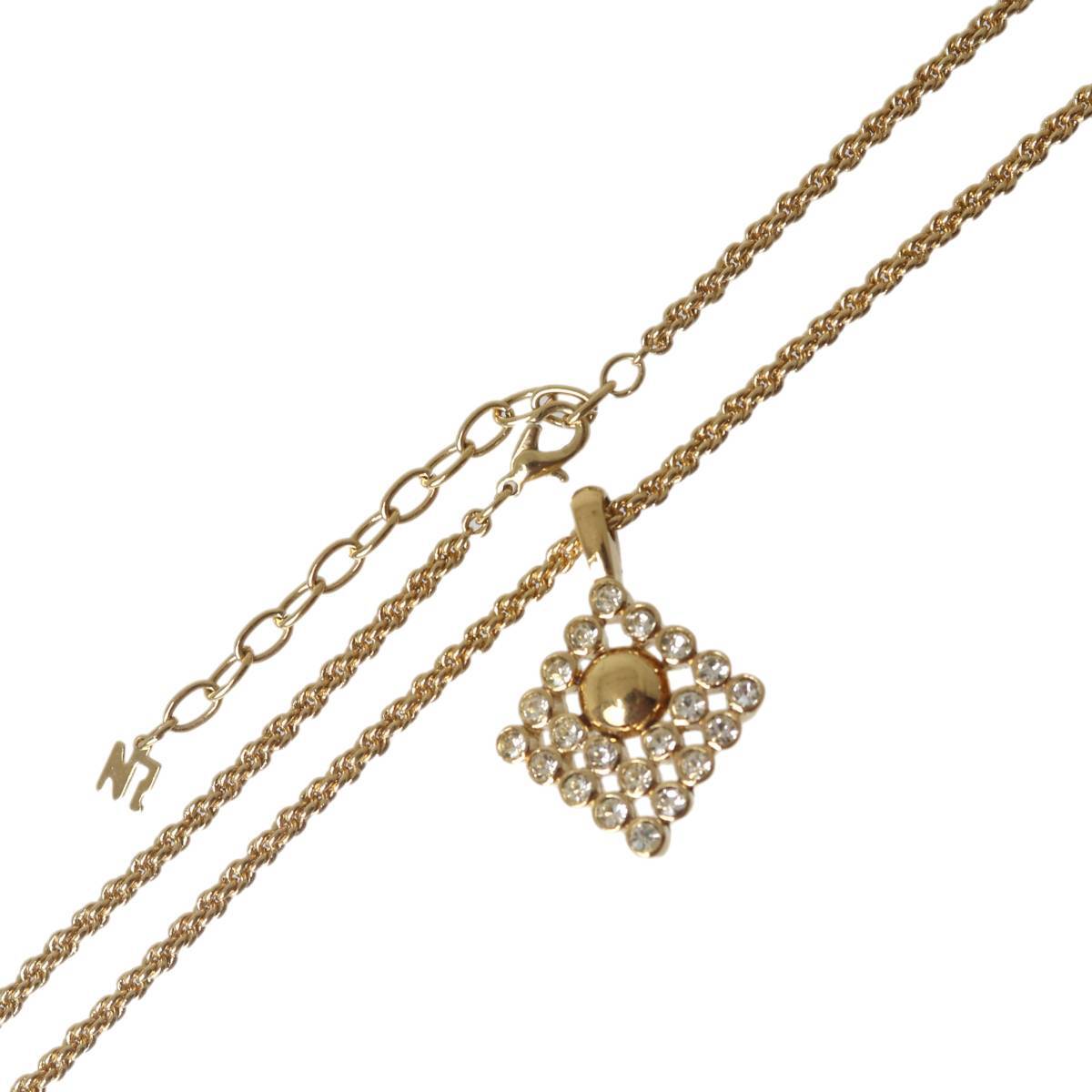 NINA RICCI ニナリッチ ペンダント ネックレス ラインストーン×メタル ゴールド 首周り約41~46cm トップ全長約31.2mm NT Bランク拍卖