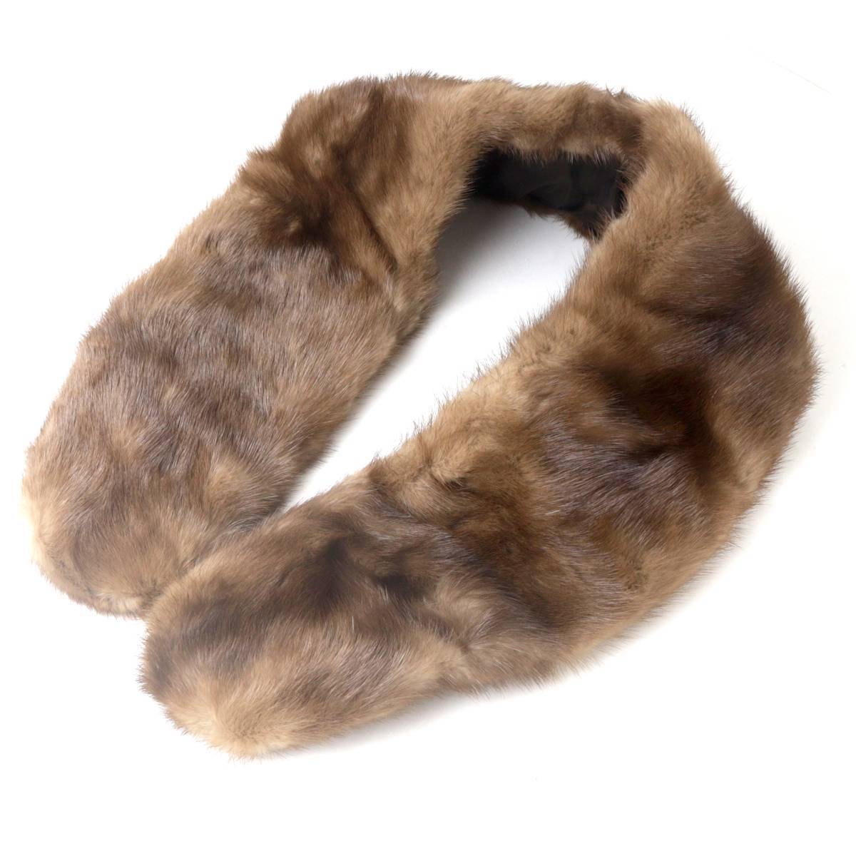 Faviora ファヴィオラ MOONBAT ムーンバット 毛皮 ファー マフラー 襟巻 ティペット ブラウン 76×12(mm) NT Bランク拍卖