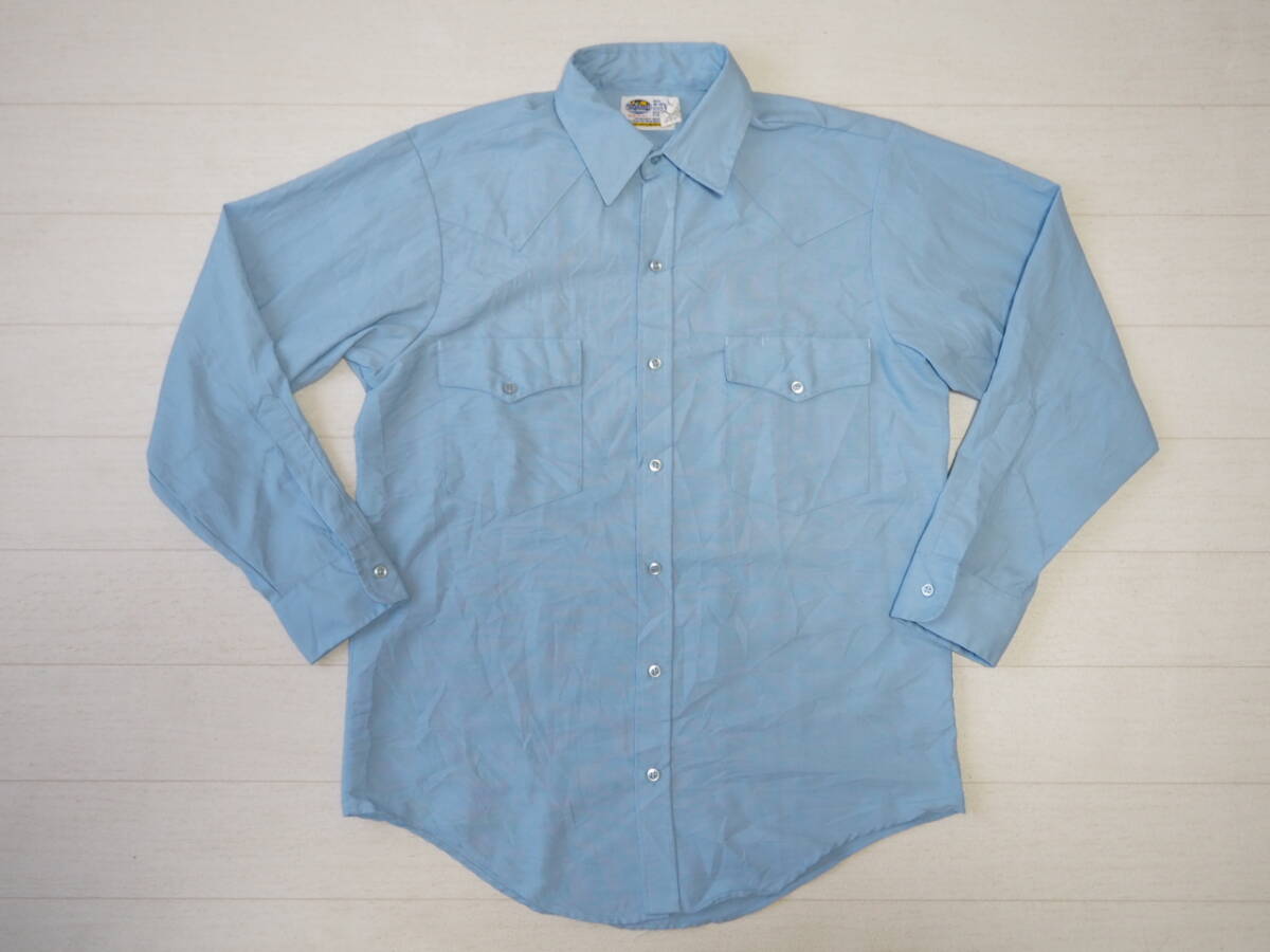 RIVERSIDE USA直輸入 古着 長袖 アメリカ製 USA製 ダブルポケット ワークシャツ メンズ 15-151/2 ライトブルー 中古 トップス拍卖