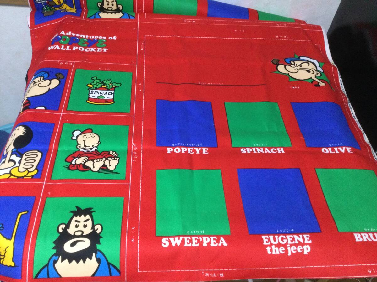 ★希少レア★ポパイ★ウォールポケット7ポケット付きパネル★日本製★オックス以上の厚み★かんたん作成★ 綿100%拍卖