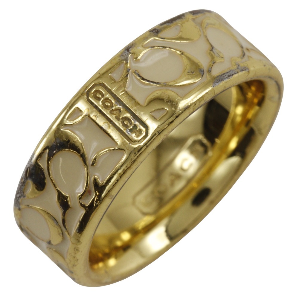 COACH コーチ シグネチャー リング・指輪 金メッキ 10号 約4.9g レディース【H202524535】中古拍卖