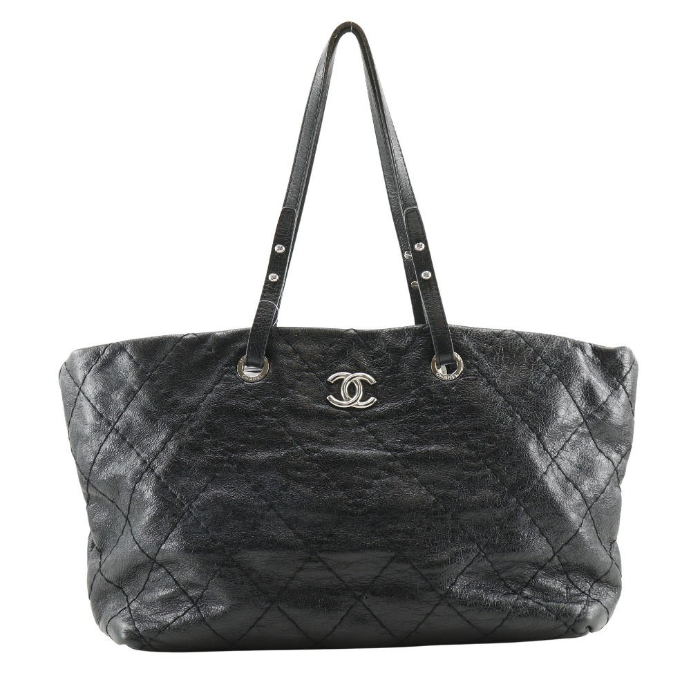 CHANEL シャネル オンザロード ココマーク A48019 トートバッグ レザー 黒 レディース【I111525171】中古拍卖
