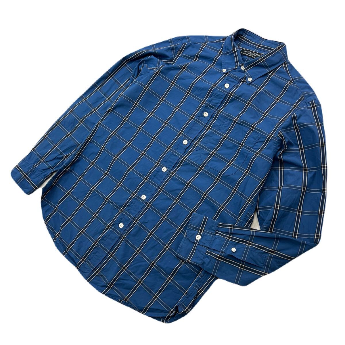 UNITED ARROWS ユナイテッドアローズ ブルー 格子 チェック ボタンダウン シャツ BD shirt 長袖 M メンズ 春夏 大人カジュアル■S4393拍卖