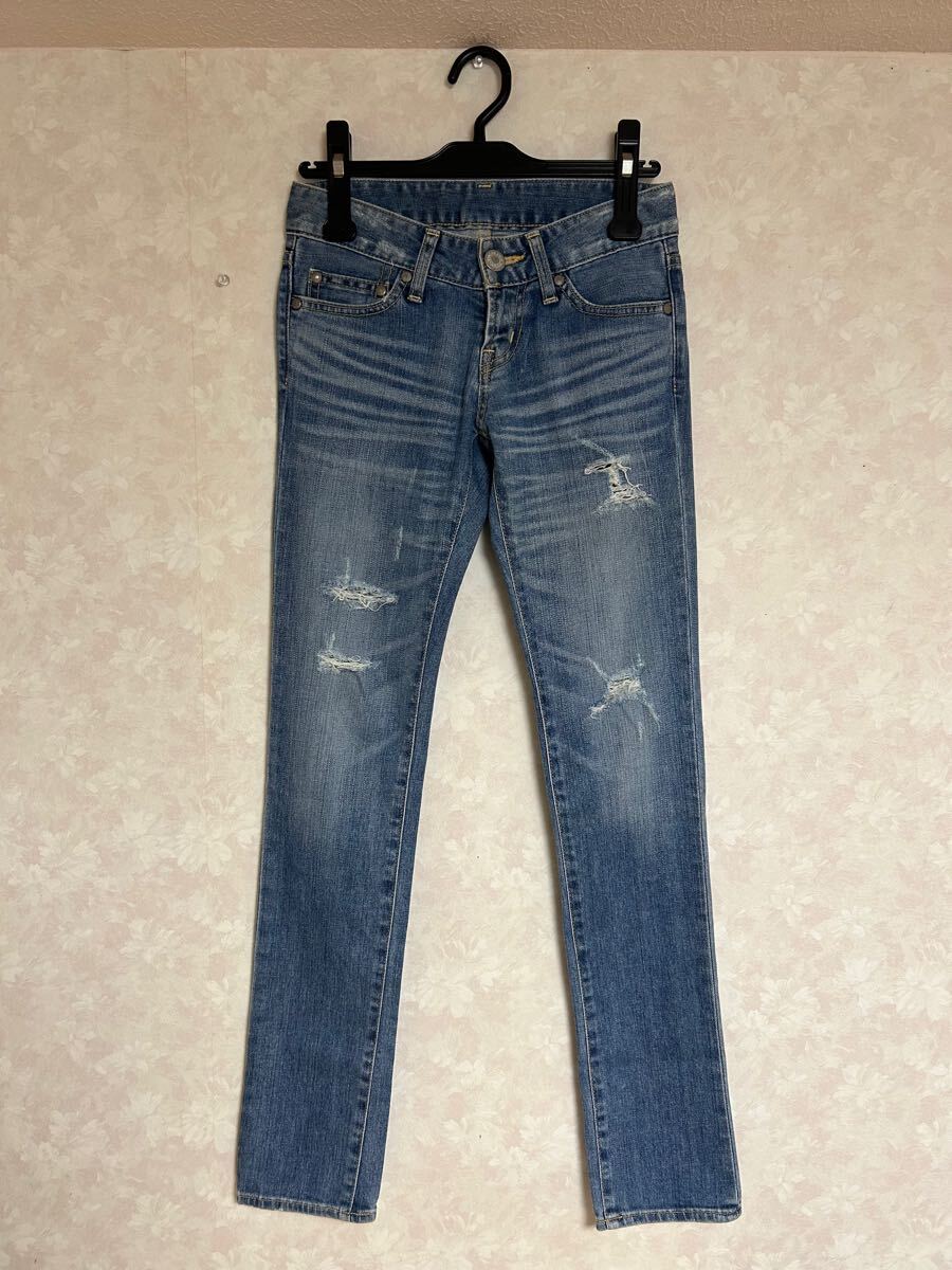 試着のみ MOUSSY VINTAGE マウジー ヴィンテージ デニム パンツ 23 美品 ジーンズ ジーパン拍卖
