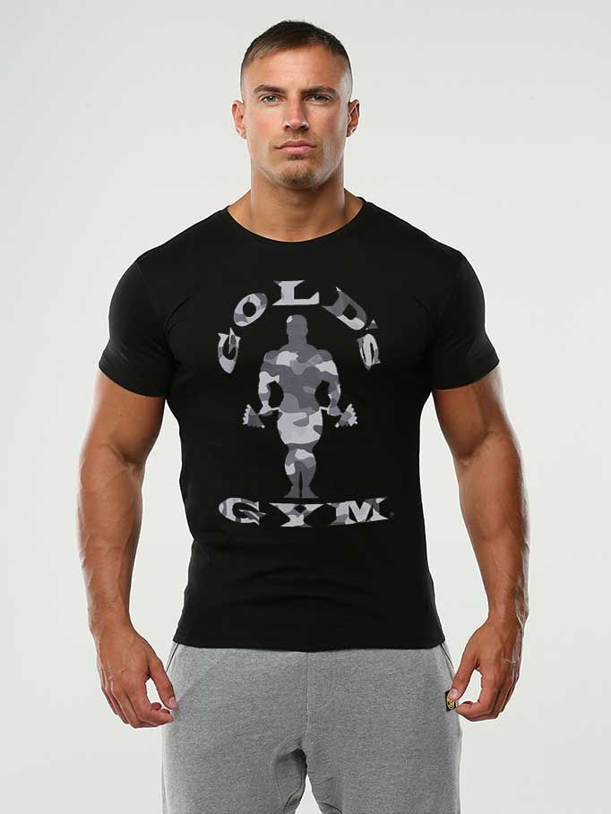 ★正規品 ゴールドジム Tシャツ ブラック迷彩S~L◆GOLD’S GYM拍卖