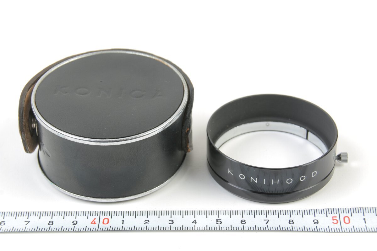 ※ フィルター装着径49mm Konica コニカ 金属 メタル レンズフード KONIHOOD コニフード 本革 レザーケース付 1504拍卖