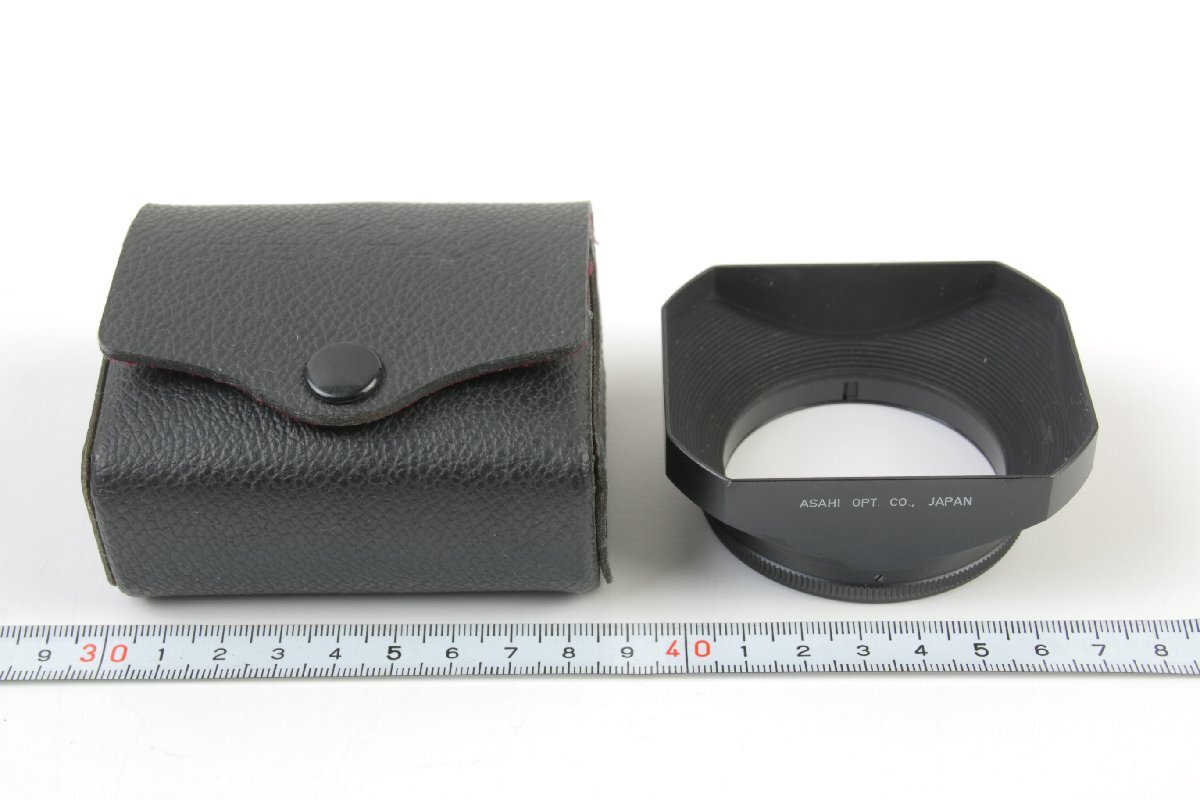 ※ フィルター装着径49mm ASAHI PENTAX アサヒペンタックス 金属 メタル 角型 レンズフード Takumar 28mm f3.5用 ケース付 1505拍卖