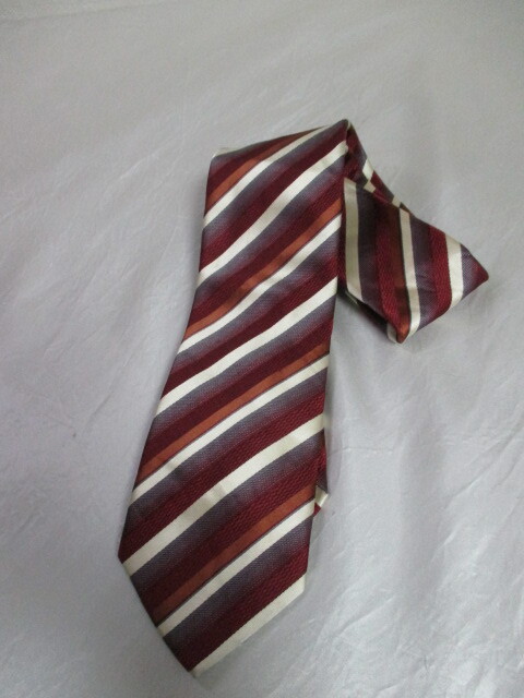GREENWICH POLO CLUB ボルドー系斜めストライプネクタイ(USED)21625拍卖
