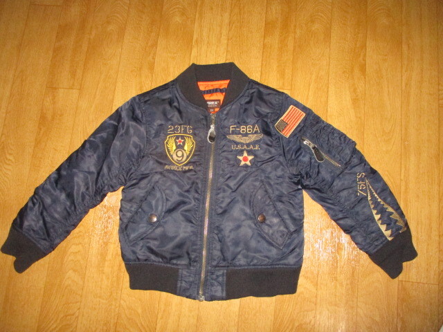 アビレックス・スカジャン風刺繍ロゴ シャーク サイズ120・ジュニア MA-1 フライトジャケット 美中古拍卖