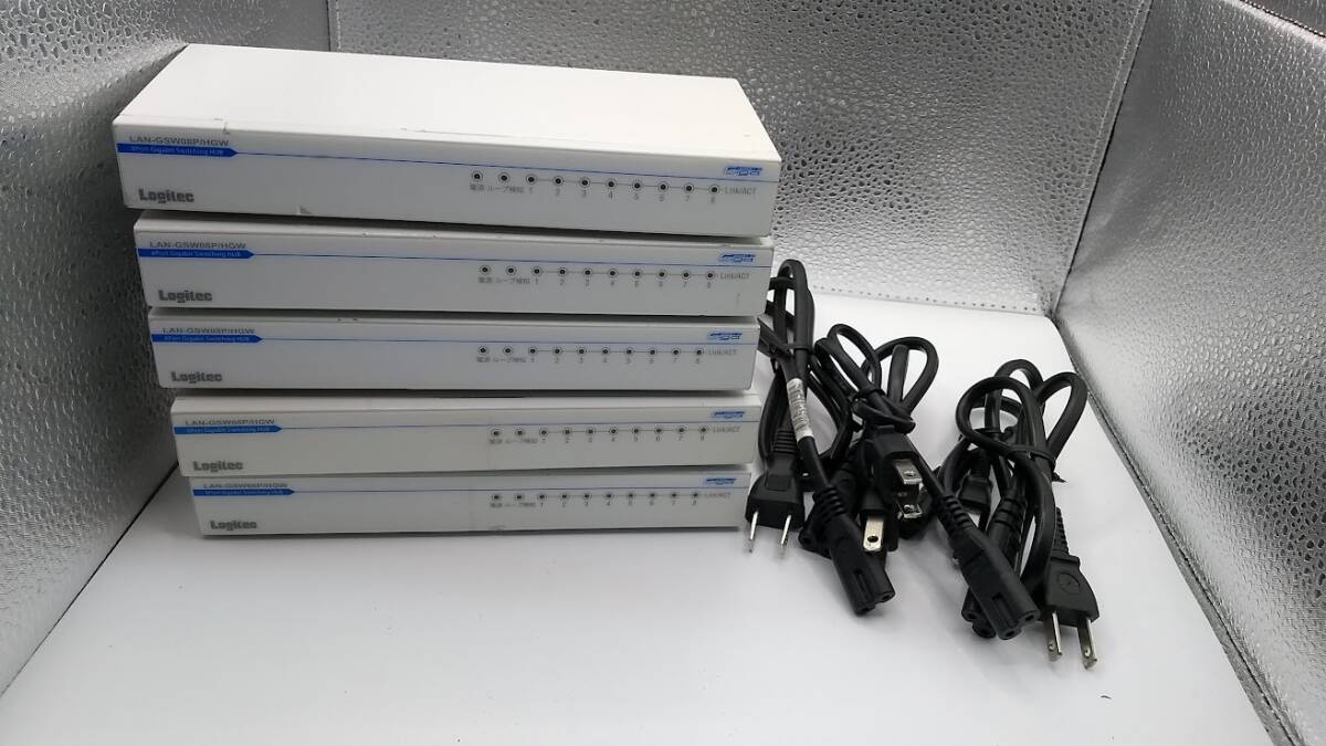 ●Logitec スイッチングハブ 8ポート LAN-GSW08P/HGW 5個セット拍卖