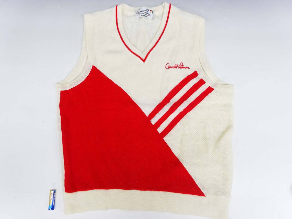 ◆(EG) Arnold Palmer アーノルドパーマー ニットベスト Lサイズ Vネック プルオーバー レナウン 日本製 男性用 メンズ ファッション拍卖