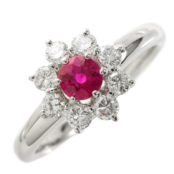 送料無料 本物 ピンクサファイアダイヤモンドリング 指輪 PT900 プラチナ サファイア0.46ct ダイヤ0.50ct 13号 仕上げ済み拍卖