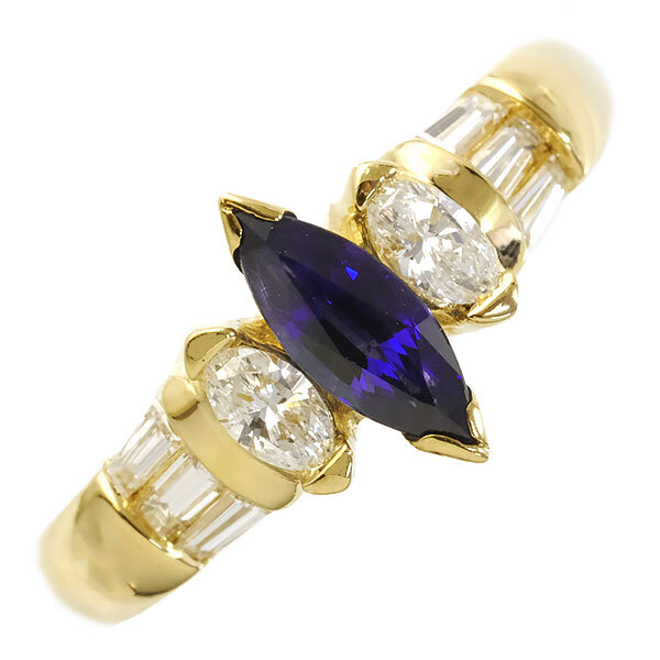 送料無料 本物 サファイアダイヤモンドリング 指輪 K18YG イエローゴールド 13号 レディースアクセサリー おしゃれ 高級拍卖