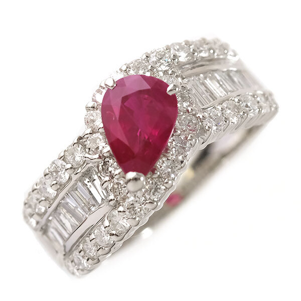 送料無料 本物 ルビーダイヤモンドリング 指輪 PT900 プラチナ ルビー1.190ct ダイヤ1.03ct 12号 レディース おしゃれ 高級拍卖