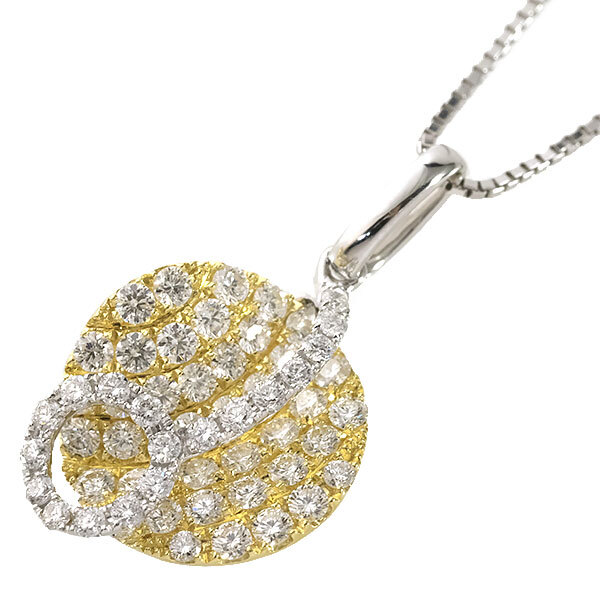 送料無料 本物 ダイヤモンドネックレス K18WG K18YG ダイヤモンド0.896ct レディースペンダント おしゃれ 高級 キラキラ拍卖