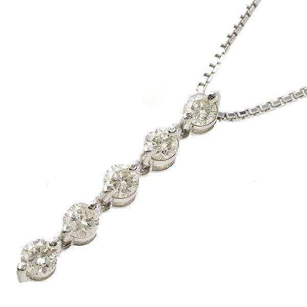 送料無料 本物 ダイヤモンドネックレス K18WG ホワイトゴールド ダイヤ0.50ct レディースペンダント おしゃれ シンプル 上品拍卖