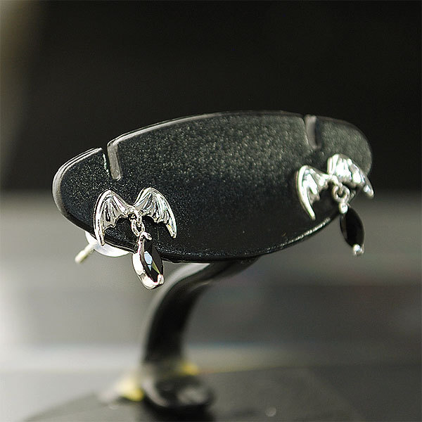 送料無料 本物 ゴールドデザインピアス K14WG ホワイトゴールド ラインストーン 翼デザイン プチピアス レディース おしゃれ拍卖