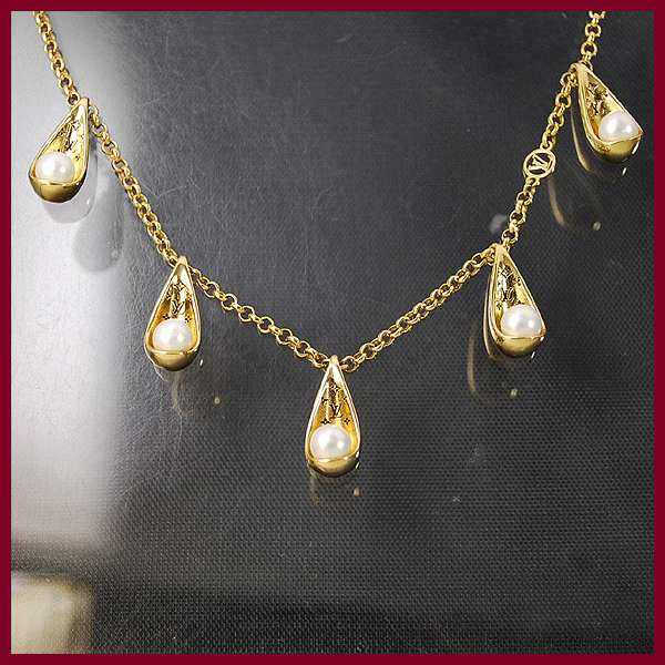 送料無料 本物 LOUIS VUITTON ルイヴィトン ネックレス コリエパーリーグラム M67329 ゴールド レディース おしゃれ拍卖