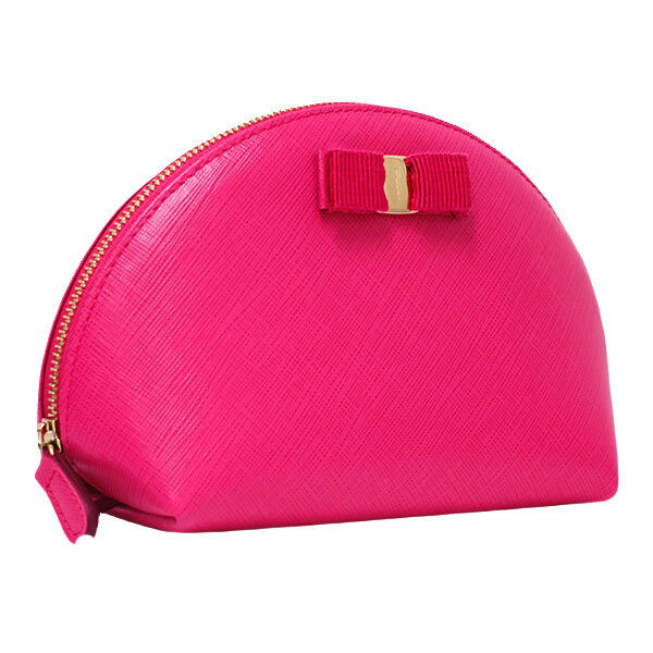 送料無料 本物 極美品 サルヴァトーレ フェラガモ コスメポーチ 22-B955 ヴァラリボン ピンク レザー 可愛い おしゃれ拍卖