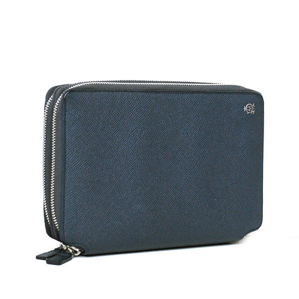送料無料 本物 美品 dunhill ダンヒル ボードン オーガナイザー L2M145Z トラベルバック カーフレザー ネイビー メンズ拍卖