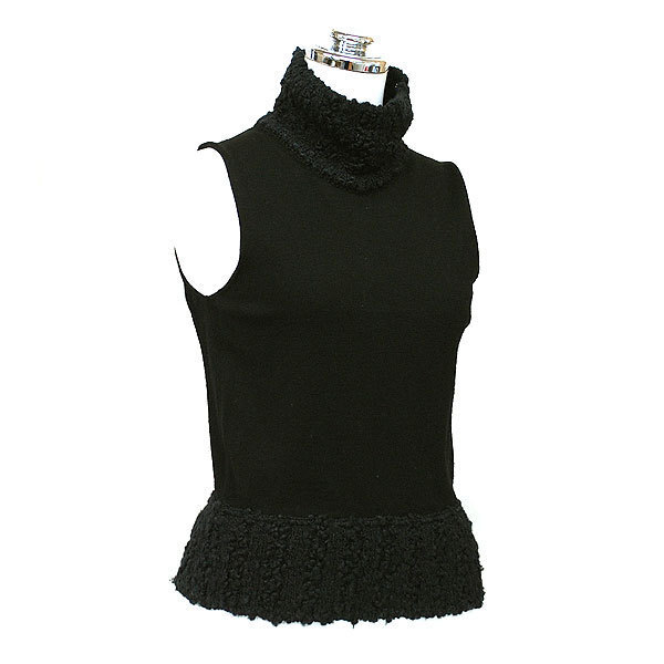 送料無料 本物 Christian Dior クリスチャンディオール ニットノースリーブ レディース衣類 ブラック 黒 トップス おしゃれ拍卖