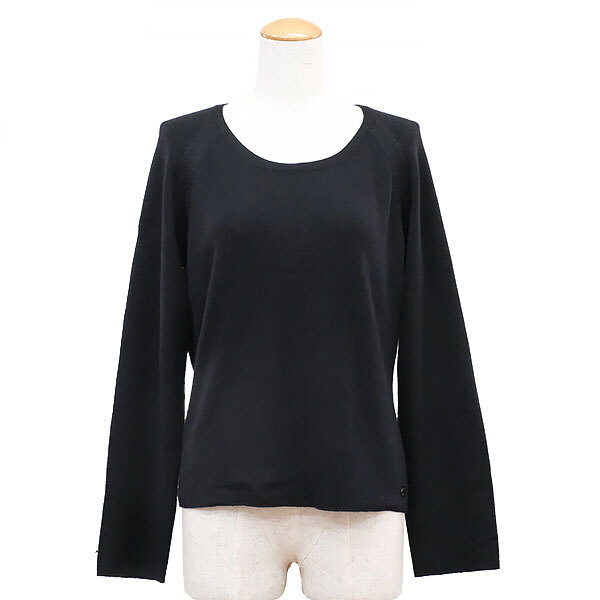 送料無料 本物 美品 CHANEL シャネル レディースセーター トップス ブラック カシミア シルク 99A サイズ46 シンプル拍卖