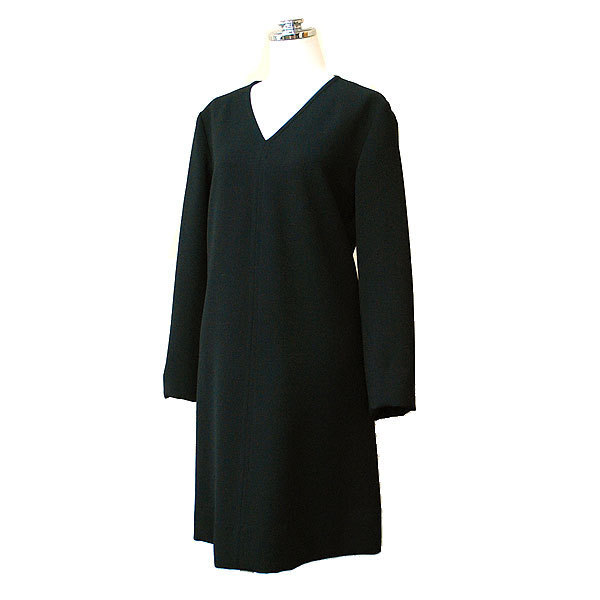 送料無料 本物 美品 YSL イヴ・サンローラン Aラインワンピース レディース 衣類 洋服 ブラック 黒 サイズ36 9号拍卖