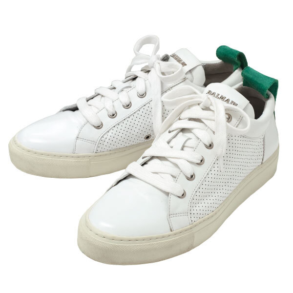送料無料 本物 BALMAIN バルマン メンズスニーカー 靴 サイズ41 25.5cm ホワイト グリーン おしゃれ ファッション小物拍卖
