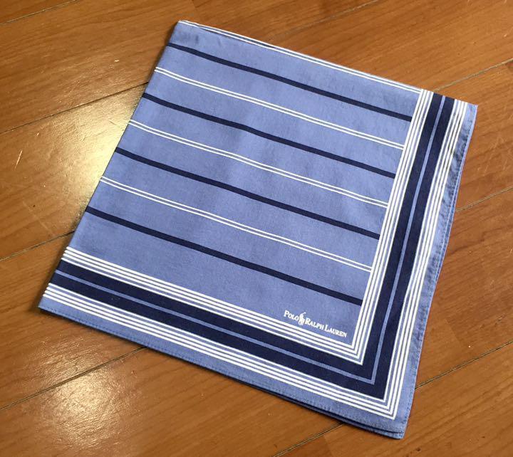 ★90sポロ ラルフローレン ヴィンテージ ハンカチ『白紺ボーダー』拍卖