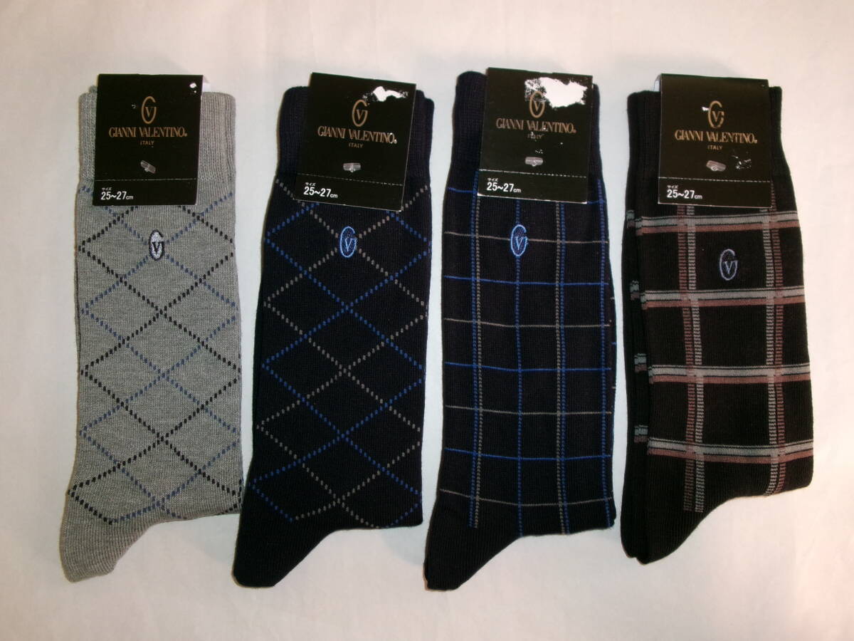 ☆新品 グンゼ GIANNI VALENTINO ソックス 25~27㎝ 4足 ☆ 拍卖