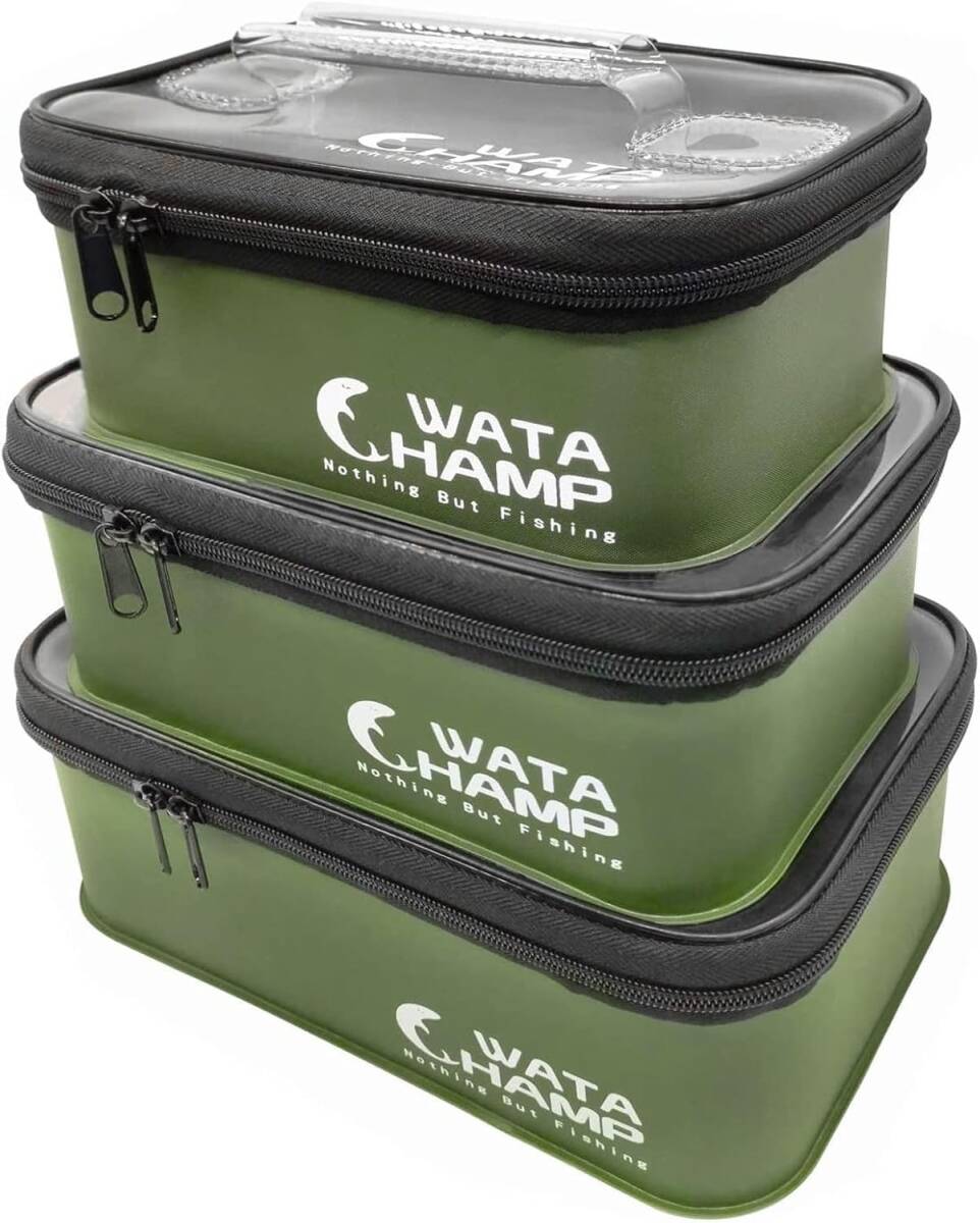 【新品】 ワタチャンプ(WATACHAMP) 釣り ケース タックルボックス 3個evaケースセット タックルケース ルアーケース緑3個拍卖