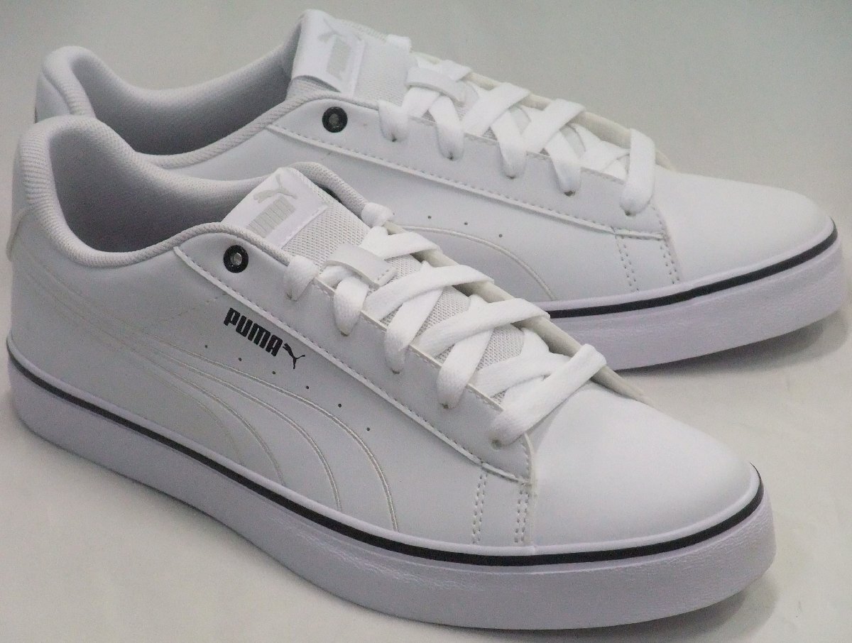 送料無料 PUMA プーマ V コート バルク EB ホワイト/ブラック 24.0cm コートスタイル シンプル ローカット スニーカー 389908拍卖