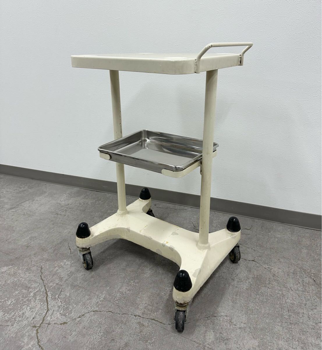 SNT245 レア ビンテージ インテリア アンティーク インダスリアル ワゴン カート 回診車 ハンドル 鉄製 岡山市 直接引き渡し歓迎拍卖