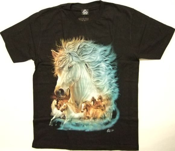 横浜最新 華麗なる9頭の馬ホース♪魅惑の夜光仕上げTシャツ サイズ M, L, XL 送料無料 ξtsξ ξ ξanξ ξ50拍卖
