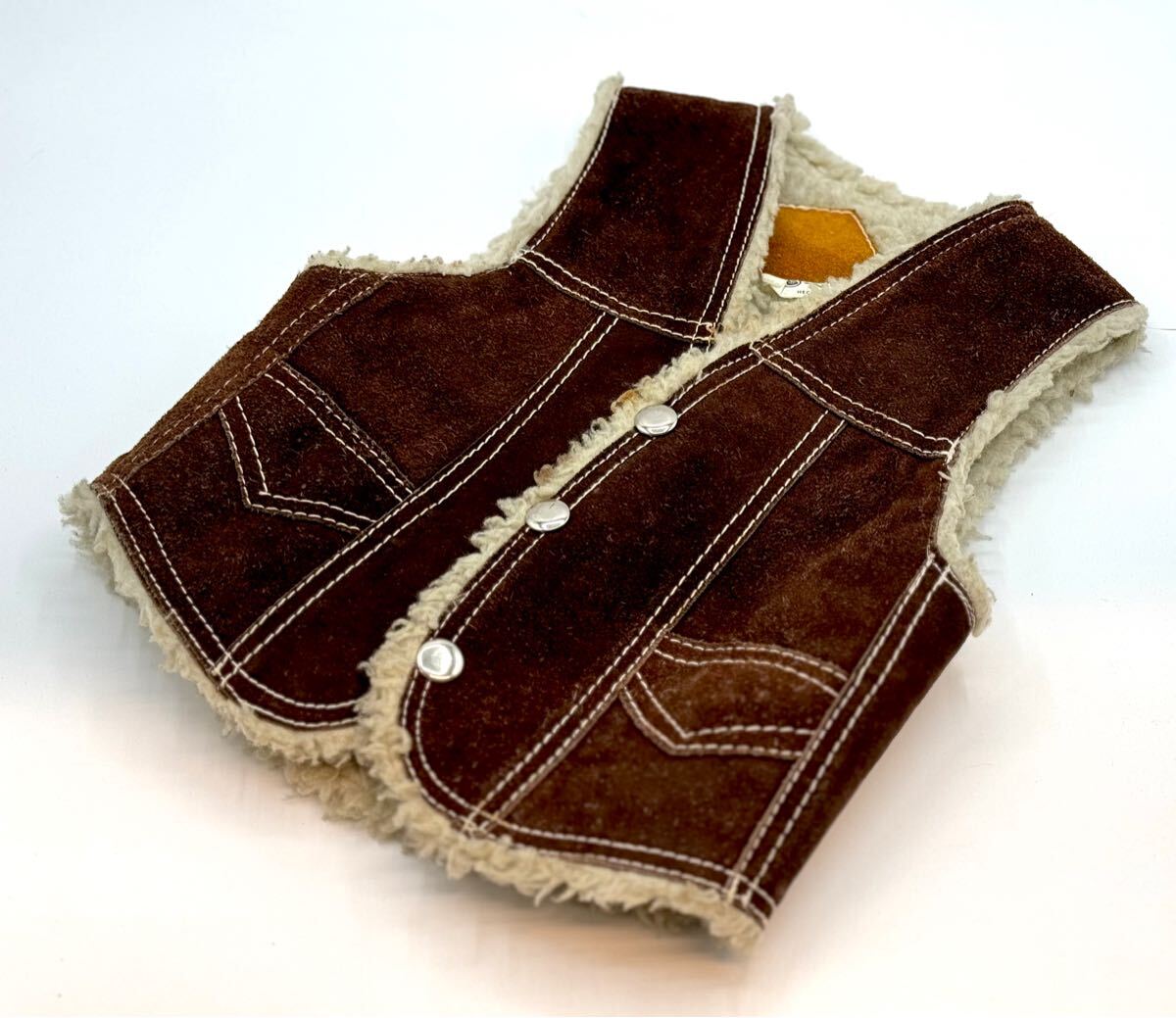 スウェード ボア ベスト スエード メキシコ MEXICO ボアベスト スウェードベスト ヴィンテージ 古着 子供用■兵庫県姫路市から j5 25-1086拍卖