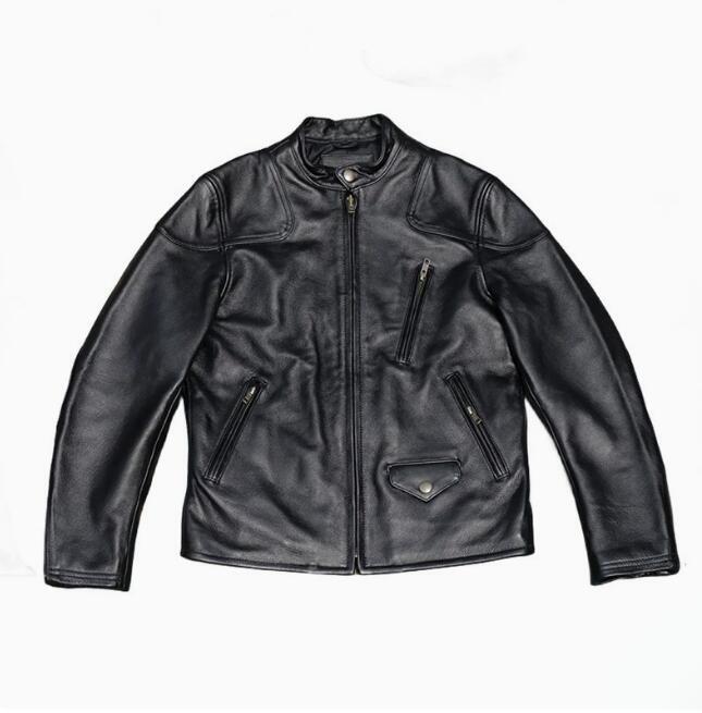上質 シングルライダース レザージャケット ライダースジャケット 本革 革ジャン カウハイド バイクレザー機関車メンズファッション M~4XL拍卖