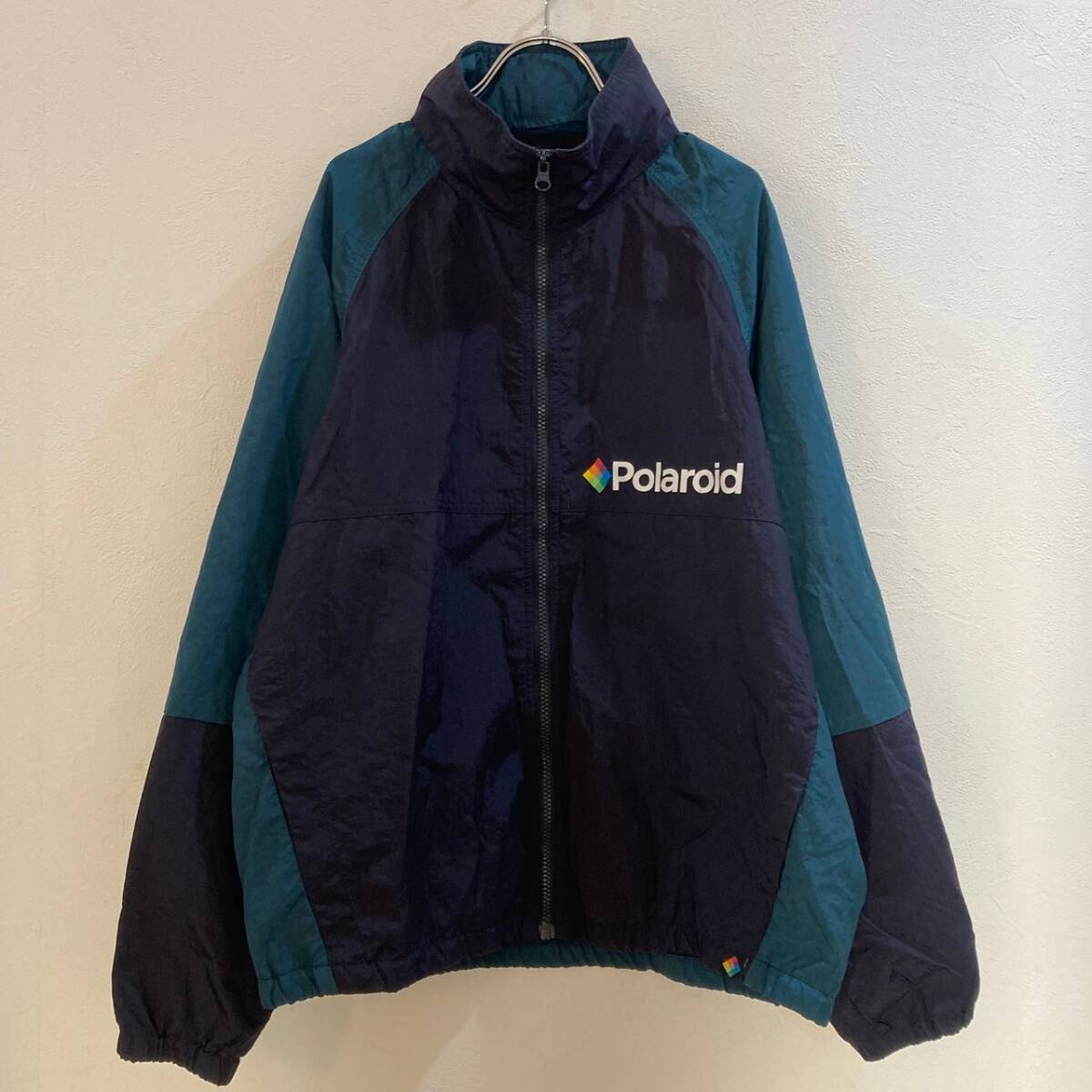 Polaroid/ポラロイド 長袖ジップアップナイロンジャケット ブラック グリーン メンズ M拍卖