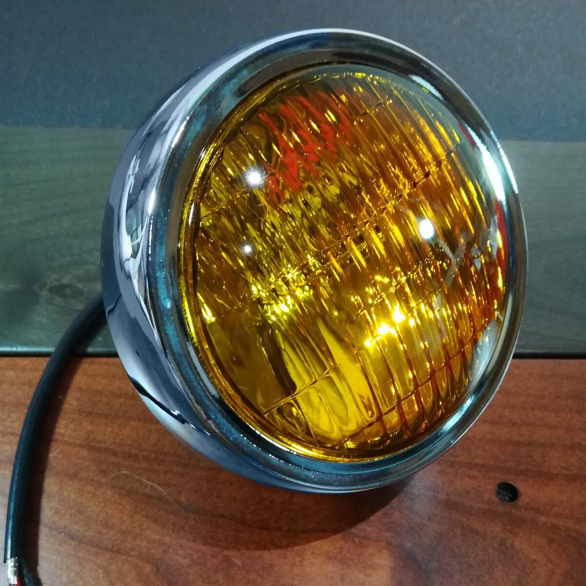 ヘッドライト スリムタイプ クローム+ブラック クリアレンズ シールドビーム スポーツスター チョッパーハーレー ショベル SR 3拍卖