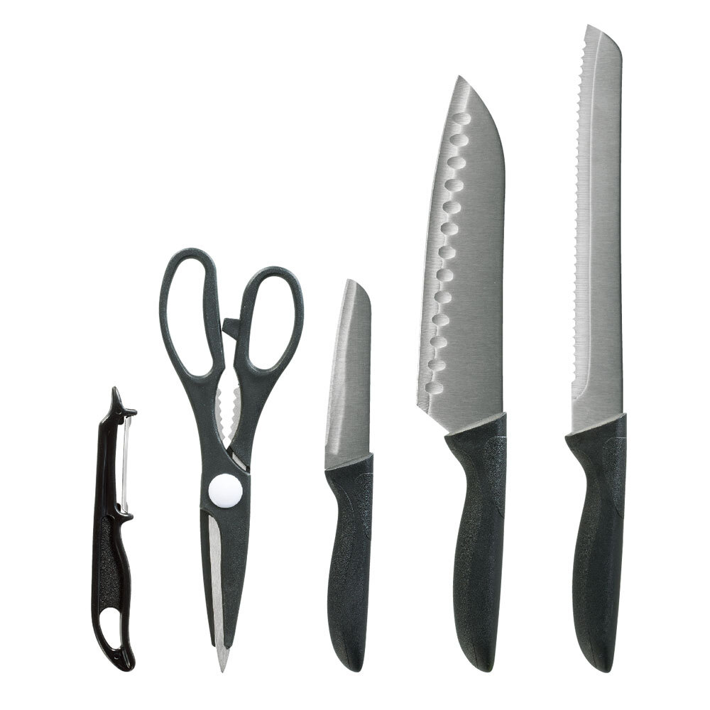 包丁五点セット 刀匠兼守 五点揃 丸辰/0677 万能包丁・ペティナイフ・パン切包丁・キッチンハサミ・ピーラー/送料無料メール便 箱無し拍卖