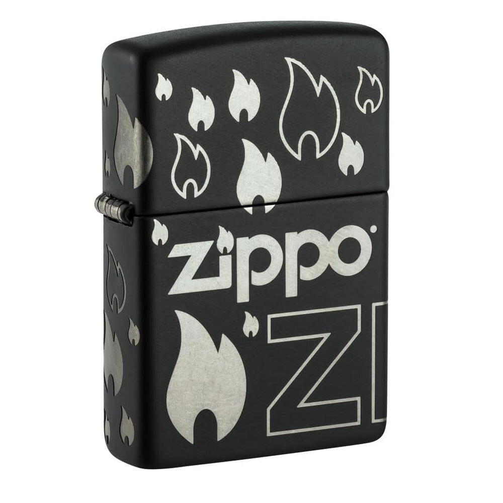 ジッポー オイルライター アメリカ加工 USA 4面レーザー彫刻 ブラックマットジッポデザイン 48908x1本&ギフトボックスセット拍卖
