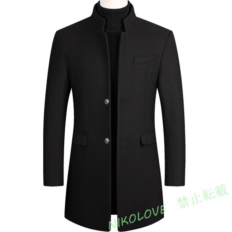 ウールコート メンズ カシミヤコート ビジネス セレブ WOOL 混 紳士スーツ ロングコート テーラードジャケット ブラック XL~4XL LK249拍卖